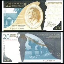 Poland 20 Zlotych 2009 Commemorative P 181 UNC W/FOLDER