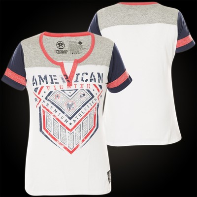 AMERICAN FIGHTER Affliction Damen T-Shirt Cooper Weiß/Grau