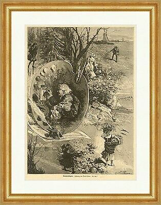 Neujahrsallegorie Daniel Perea Symbole Erntedank Feld Holzstich E 4425 Gerahmt