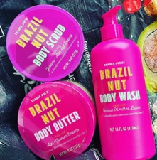 Trader Joe's Brazil Nut Trio Body Butter Wash & Scrub Set 3 Pieces Full Size
