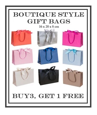 5 Small Luxury Ribbon Gift Bags Boutique Baby Wedding Hen Party Bag Rope Handles