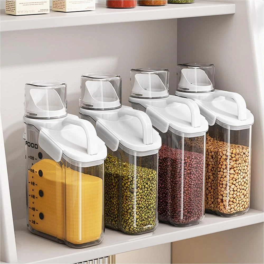 Cereal Containers Storage, 1.5L/2L/2.8L Dry Food Rice Holder with Measuring Cup