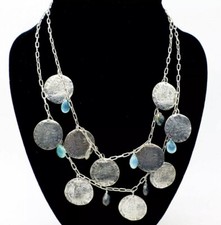 ❤️Stella & Dot Labradorite Chalcedony Replica Ancient Coins Cha Cha Necklace