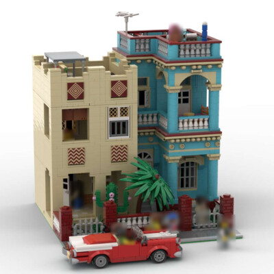 Modular House with Interior und Red Convertible Car 3116 teile Spielzeug