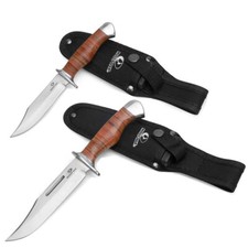 2-Pack Bowie Knife Full-Tang Hunting Fixed Blade Knife Leather Handle Sheath USA