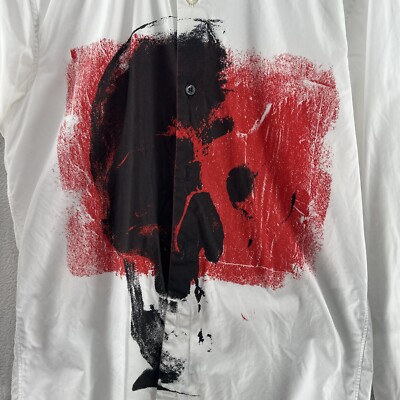 Alexander McQueen Shirt Mens Size 15 White Red Graphic Print
