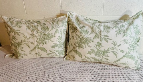 Laura Ashley Natalie 2 STD Pillow Sham Sage Green Florals Cottage 100% Cotton - Picture 3 of 16