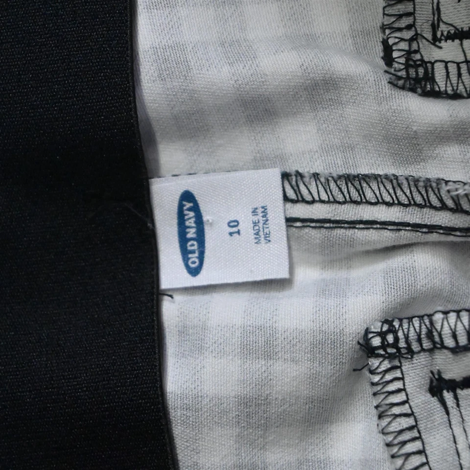 Pantalones de vestir para mujer Old Navy 10 negros blancos con cremallera lateral de guinga ajustados Wow Foto 3 de 4