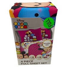 Disney Full Sheet Set Mickey Donald Pluto Stitch Olaf Tigger Tsum Tsum 4 piece