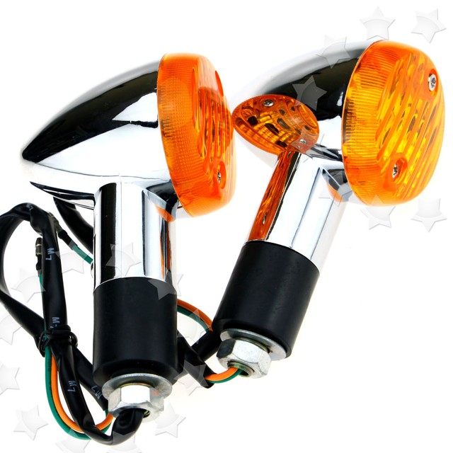 2x Motorcycle Universal Chrome Bullet Bulb 12V Turn Signal Light