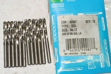 12 pcs GREENFIELD #17 Screw Machine Stub Bright Drills 157L Left Hand 49087 USA