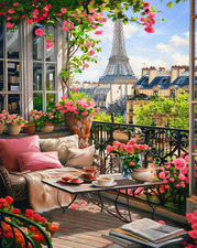 Paint by Numbers Kit for Adults Beginner, Eiffel Tower Landscape Adult Paint by