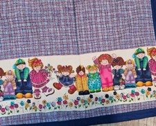 Vintage Baby Blanket, Kids And Blue Plaid, Handmade, 45 x41
