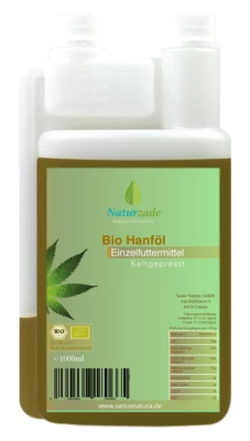 Naturzade BIO Hanföl 1 Liter für Pferde Hunde kaltgepresst, 100% rein