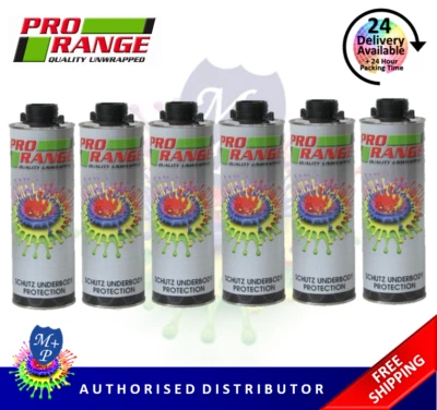 Pro Range Car Body Schutz x 6 Black Underseal 1 Litre Underbody Coating