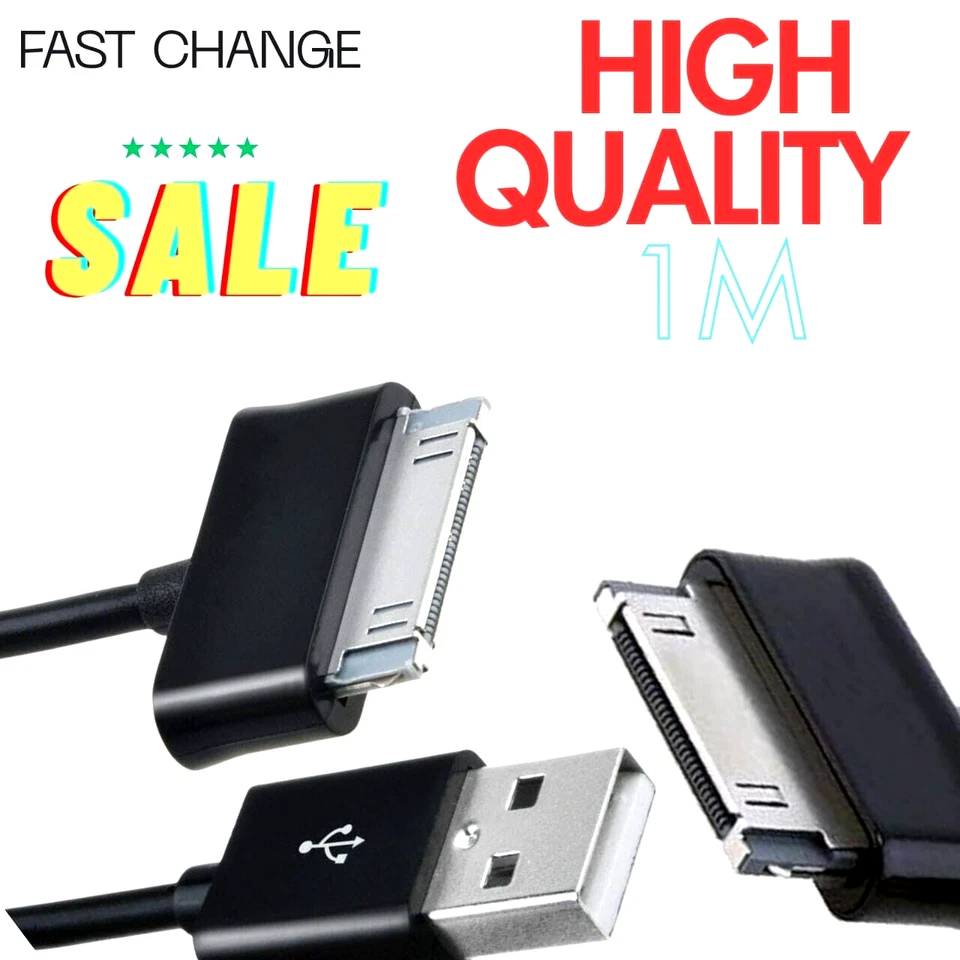 2-PACK USB Charging Cable 30-Pin for Samsung Galaxy Tab iPad Data iPod P1000 1M - Image 4 of 4