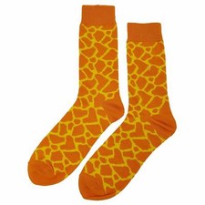 NWT Giraffe Pattern Dress Socks Novelty Men 8-12 Orange Crazy Fun Sockfly