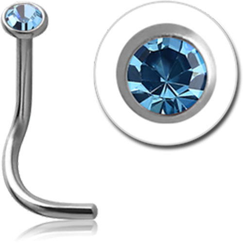 Surgical Steel Crystal Jeweled Curved Nose Stud - Picture 3 of 6