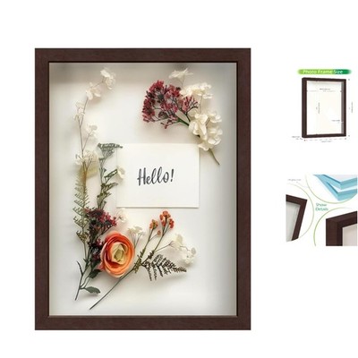 Elegant Mahogany Shadow Box Frame 12'' x 16'' with Tempered Glass & Felt Back