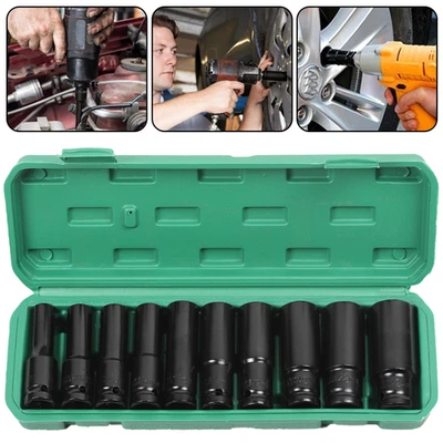 LONENESSL STECKSCHLÜSSELSATZ 1/2 ZOLL 10-24 mm STECKNÜSSE NUSS SET SECHSKANT LANG NÜSSE DE