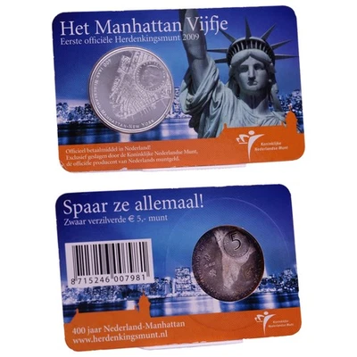 Niederlande 5 Euro 2009 BU Manhattan in Coincard - Bild 1 von 3