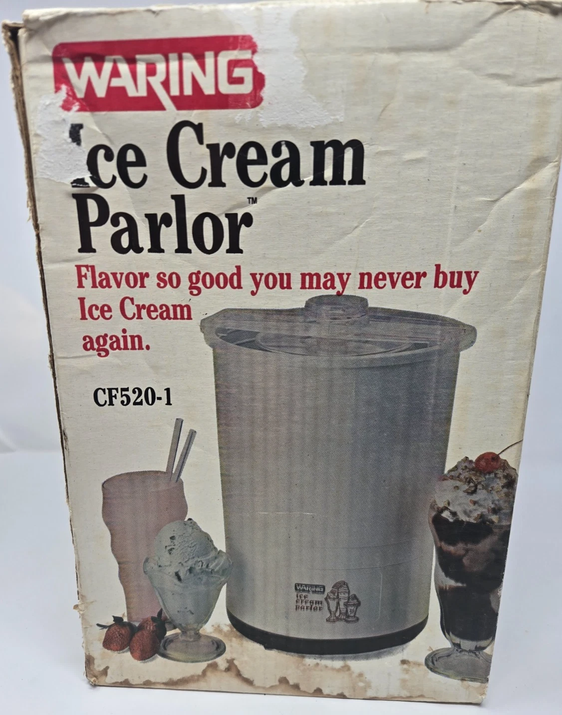 Waring Ice Cream Parlor CF520-1 Vintage Electric Maker w/ Box Manuals Complete