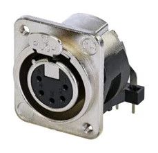 Neutrik NC5FDM3-H-1 5 pole female receptacle, horizontal PCB mount, nickel