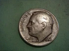 1950 D album filler Roosevelt Dime , actual coin in photo
