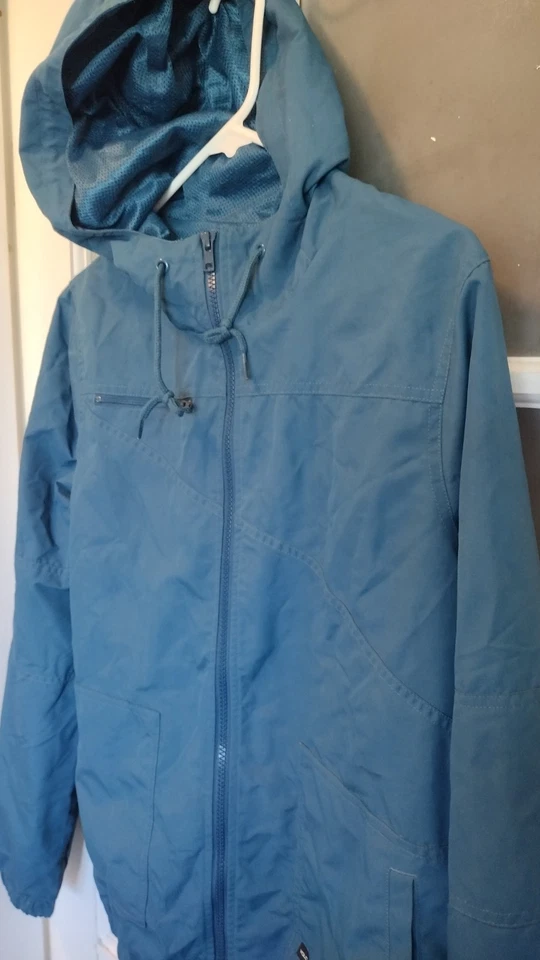 Volcom Jacket Women's L Hooded Full Zip Windbreaker Mesh Lined Turquoise - Image 2 of 4