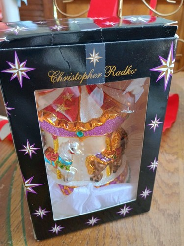 Christopher Radko Baby’s 1st Carousel Horses 2013 Ornament 6”x4” EUC RARE - Picture 2 of 6