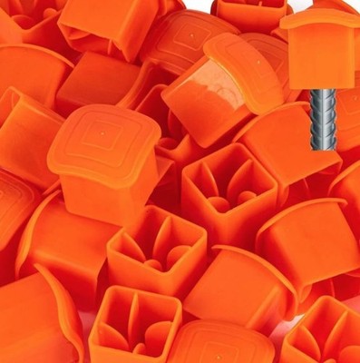 Rebar Caps 60Pcs Fits #3-#7 Stakes, Orange Mushroom Plastic Safety Cover