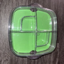 PAMPERED CHEF Green Cool & Serve Divided -Deviled Eggs + Appetizers