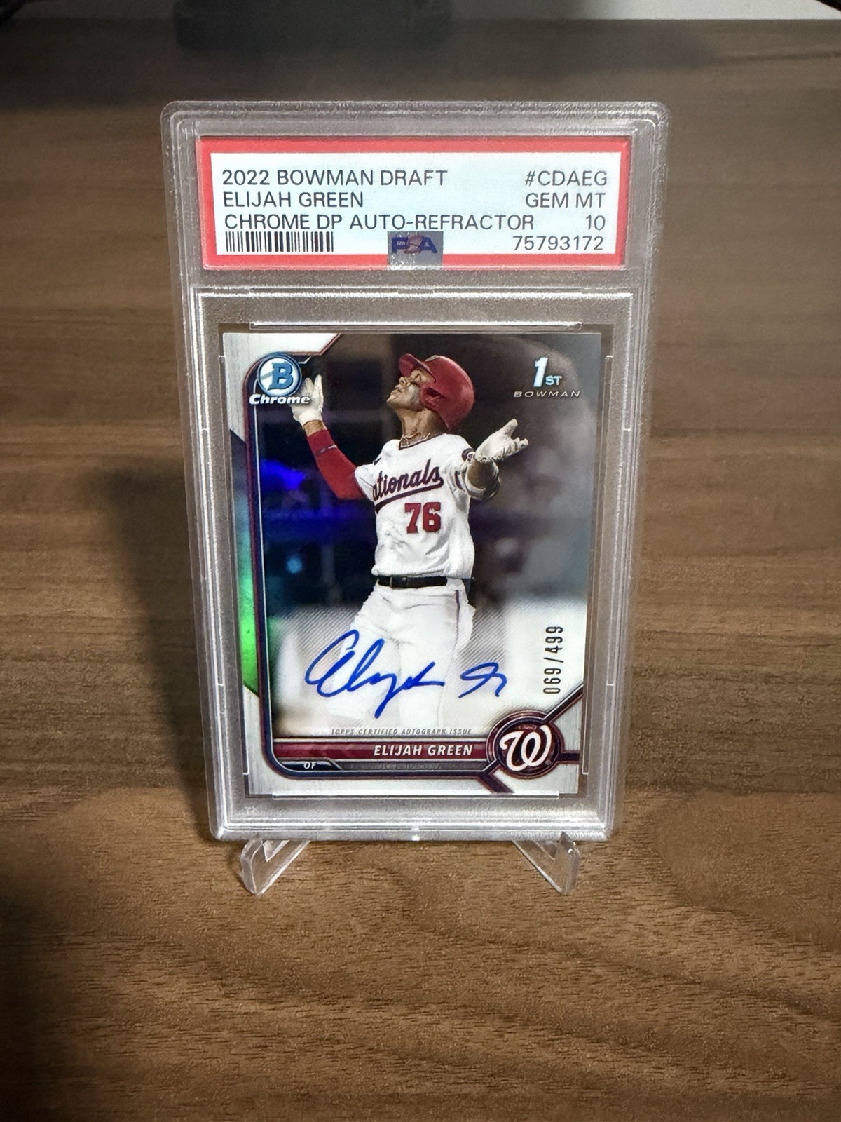 2022 Bowman Draft Chrome - Elijah Green 1st Auto Refractor /499 - PSA 10