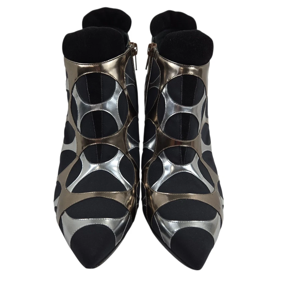Pierre Hardy Stilleto Ankle Boots Metallic Circles Genuine Leather Italy Size 40 - Image 4 of 4