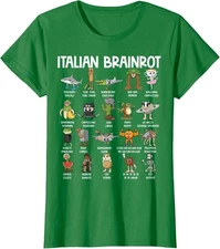 Italian Brainrot Characters Funny Meme Popular Trend Ladies' Crewneck T-Shirt
