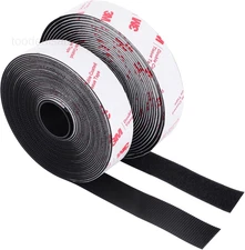 Hook and Loop Tape 1in x 20ft, Heavy Duty Adhesion Strip, x Black