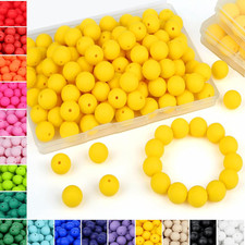 Beads 70Pcs Silicone 15Mm Yellow Silicone Beads for Keychain Making Rubber round