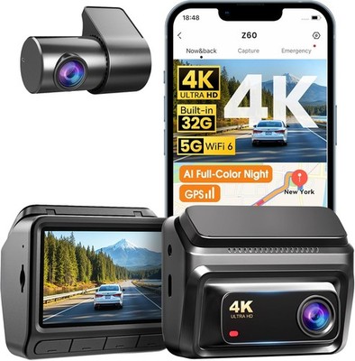 DDPAI Dashcam Z60 4K 1080P 32GB WiFi 6 GPS 4G 24/7 Parküberwachung 3 Zoll IPS