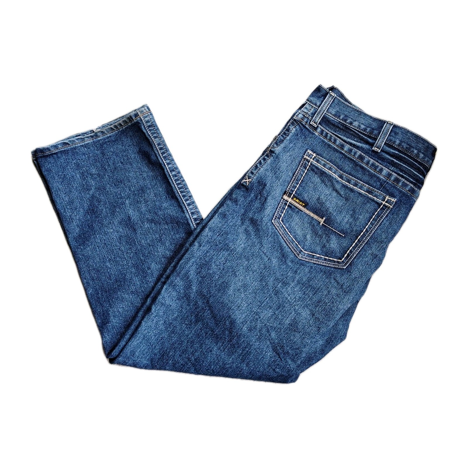 Ariat Jeans Mens 40x34 Blue M5 Rebar Straight Leg Fit Blue Workwear Western