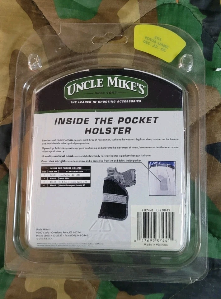Uncle Mikes Inside The Pocket Holster AMBIDEXTROUS Size 1 For Small Frame Autos - Image 2 of 4
