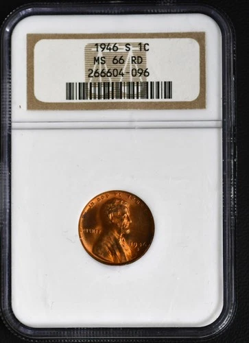 1946-S  Wheat Cent NGC MS 66 RD