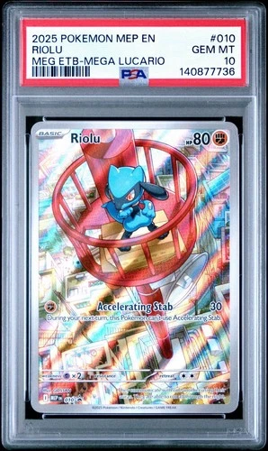 2025 POKEMON MEP EN-ME BLACK STAR PROMO #010 RIOLU PSA 10
