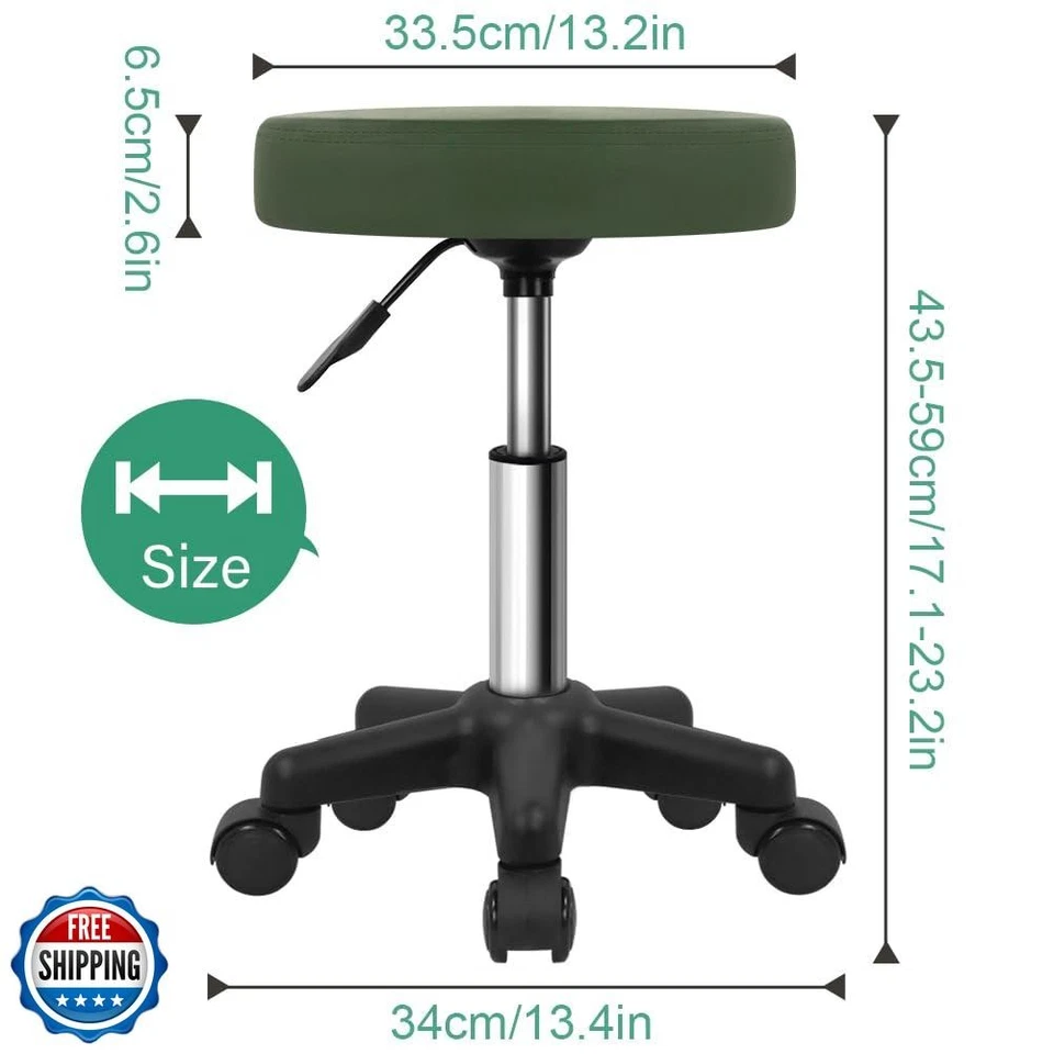 FURWOO Round Rolling Stool Height Adjustable Stool with Wheels for Spa Salon  - Image 2 of 4