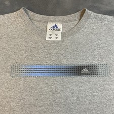 Vintage 90s Adidas T-Shirt Womens XL Gray/Blue Logo Athletic Streetwear USA Made