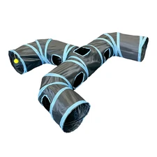 Cat Tunnel Foldable Kitty Tunnel Pet Supplies T Cross Pass Play Tunnel Cat Toy B