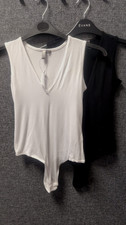 ASOS Sleeveless V Neck Body 2 Pack Blk/White UK 6 LN150 KK 01