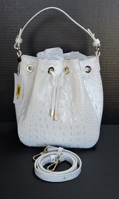 Brahmin Melinda Sea Salt White Melbourne  Embossed Leather Cross Body Purse NWT