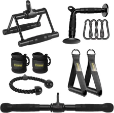 Cable Machine Attachments Combo, Heavy Duty Solid Steel LAT Pulldown Attachments