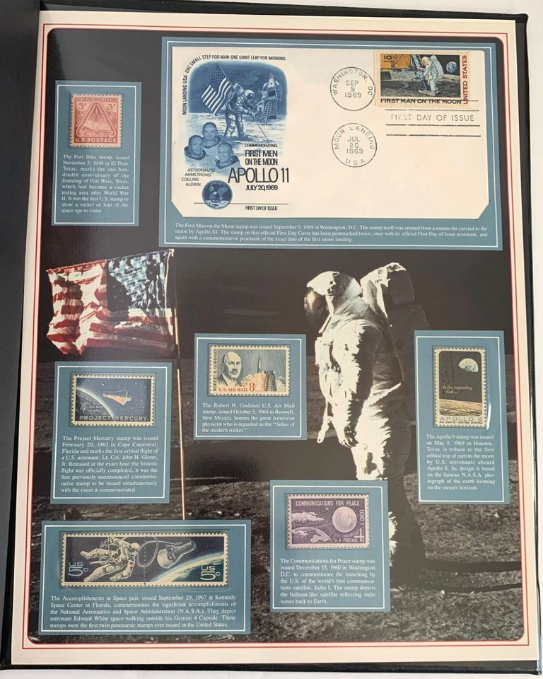 1989 Moon Landing 20th Anniversary Tribute Folio PCS 10X13" with Stamps & Covers - Image 2 of 4