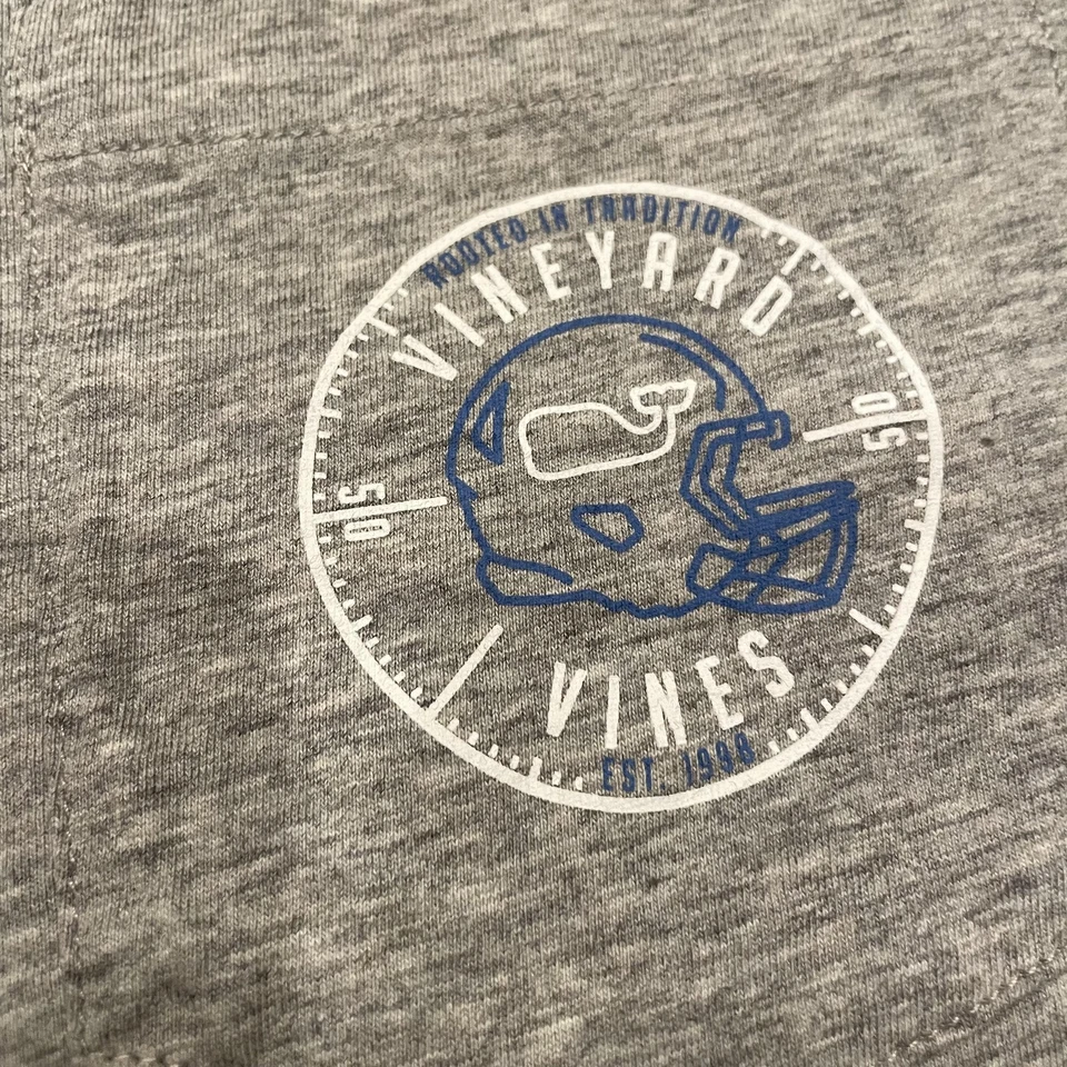 Vineyard Vines Shirt Mens Large Gray Long Sleeve Pocket Football Graphic Whale - Image 4 of 4